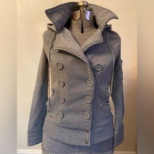 Ladies gray jacket button down with hood - Size S - Ambiance